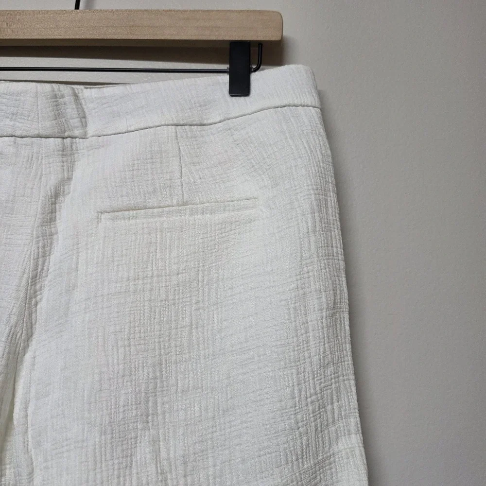 NWT Vince Pintuck Jacquard White Cotton Linen Blend Shorts Size 6 $245 - Picture 5 of 9